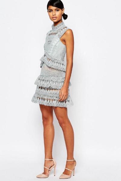 Teardrop Guipure Panelled Mini Dress ...